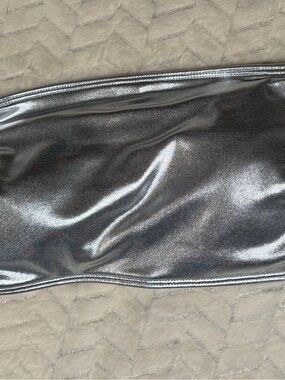 SHEIN Metallic Silver Strapless Crop / tube Top for raves or music festivals